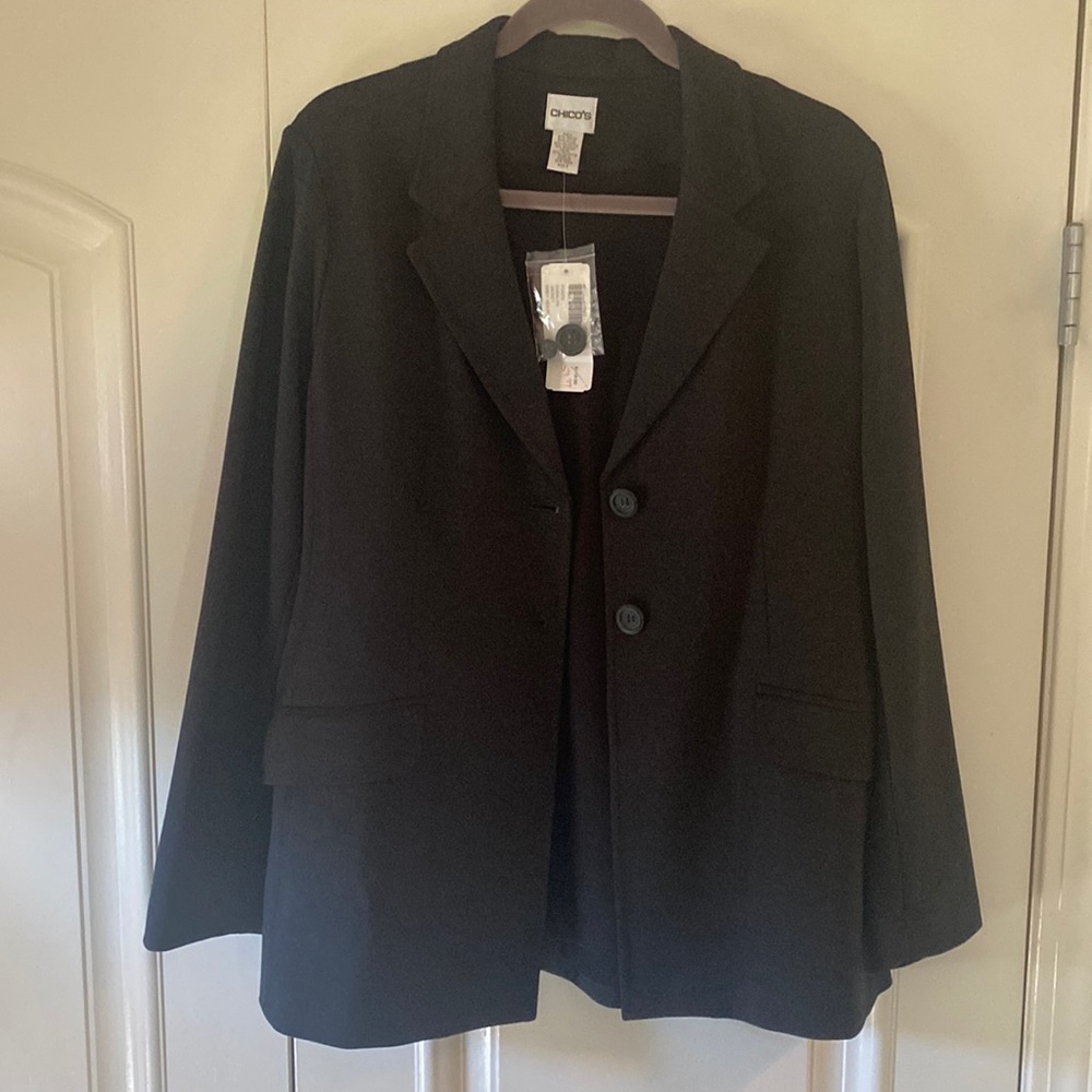 New Chico’s Shealyn Suit-Jacket/EUC (worn once) Ponte Pants in Grey Heather Sz 2